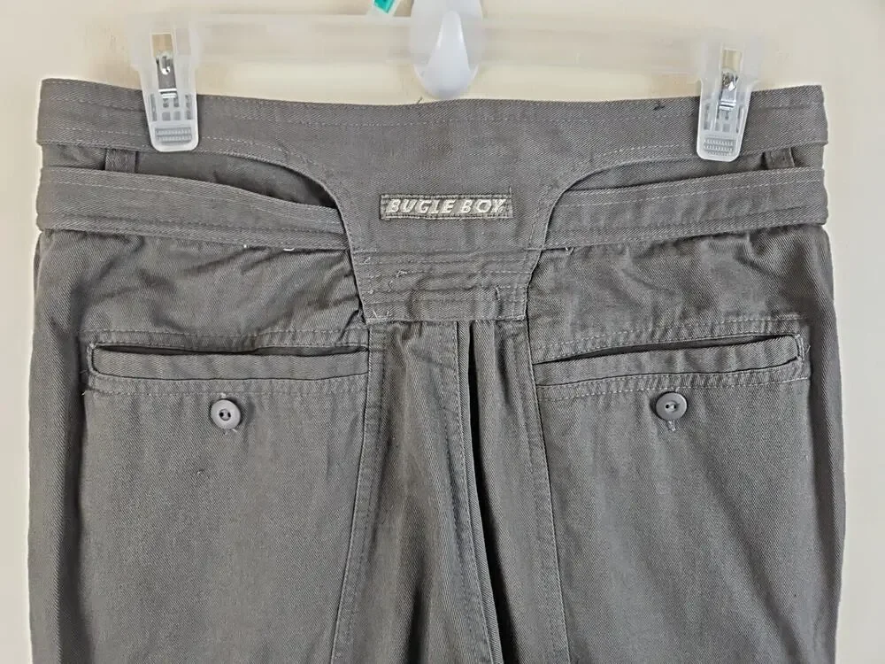 Vtg 90's Bugle Boy Pant 30x33 Gray pleated Parachute Super Baggy Tapered